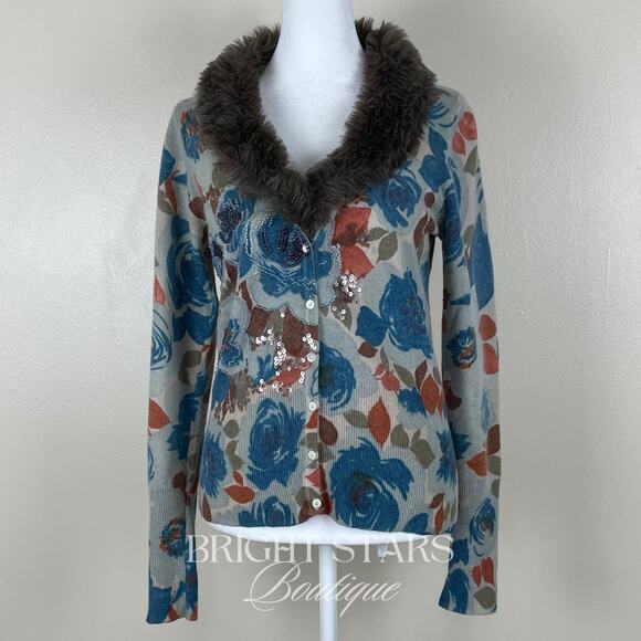 Extremely Rare Faux Fur Trim Cardigan ASO Phoebe Buffay Friends Alt Lorelai - Picture 5 of 12